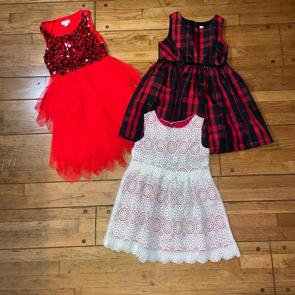 Genuine Kids by OshKosh Lace Eyelet Embroidered Christmas Holiday Dress - Sz 5T